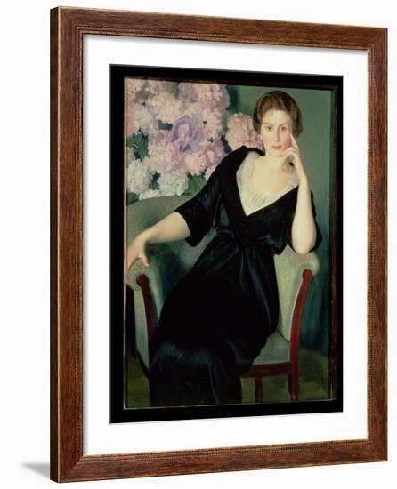 Portrait of Rene Ivanovna Notgaft (B.1880) 1914-Boris Kustodiyev-Framed Giclee Print