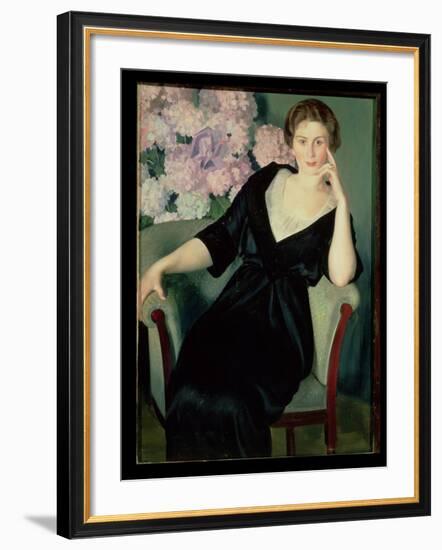 Portrait of Rene Ivanovna Notgaft (B.1880) 1914-Boris Kustodiyev-Framed Giclee Print