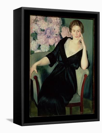 Portrait of Rene Ivanovna Notgaft (B.1880) 1914-Boris Kustodiyev-Framed Premier Image Canvas