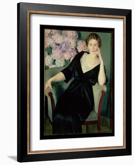 Portrait of Rene Ivanovna Notgaft (B.1880) 1914-Boris Kustodiyev-Framed Giclee Print