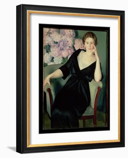 Portrait of Rene Ivanovna Notgaft (B.1880) 1914-Boris Kustodiyev-Framed Giclee Print