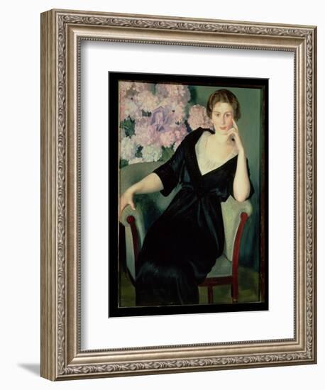 Portrait of Rene Ivanovna Notgaft (B.1880) 1914-Boris Kustodiyev-Framed Giclee Print