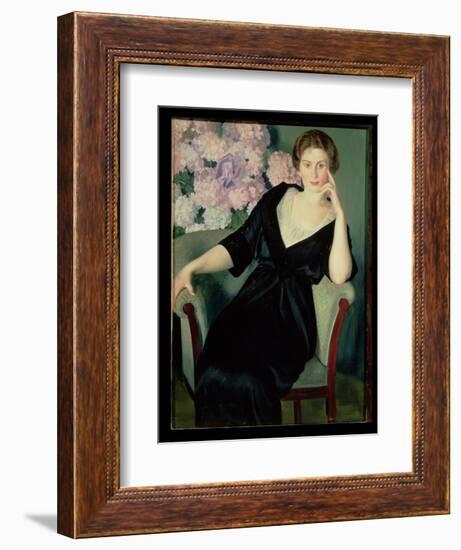 Portrait of Rene Ivanovna Notgaft (B.1880) 1914-Boris Kustodiyev-Framed Giclee Print