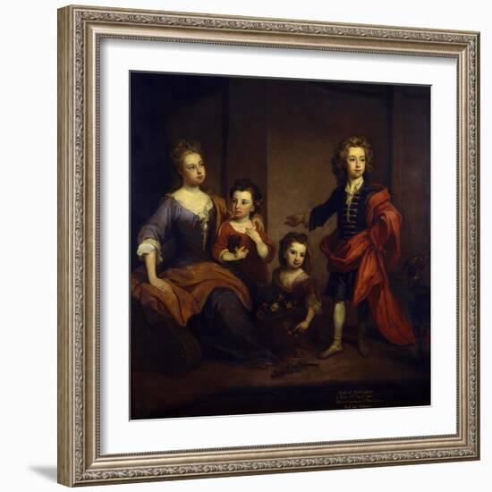 Portrait of Richard Boyle, 3rd Earl of Burlington, with His Three Sisters, Elizabeth, Juliana and…-Godfrey Kneller-Framed Giclee Print