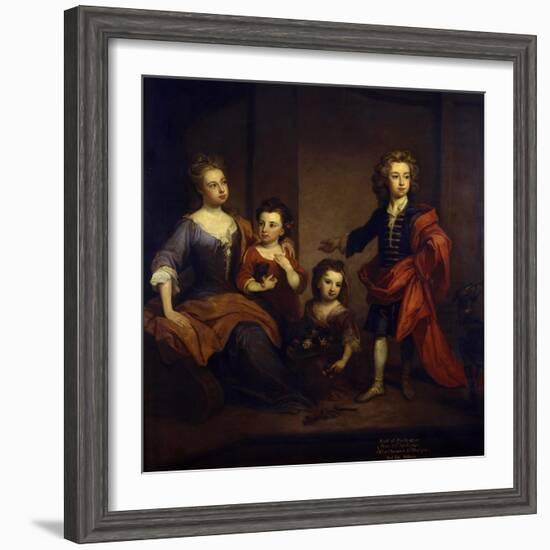 Portrait of Richard Boyle, 3rd Earl of Burlington, with His Three Sisters, Elizabeth, Juliana and…-Godfrey Kneller-Framed Giclee Print