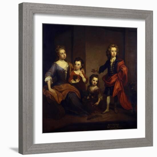 Portrait of Richard Boyle, 3rd Earl of Burlington, with His Three Sisters, Elizabeth, Juliana and…-Godfrey Kneller-Framed Giclee Print