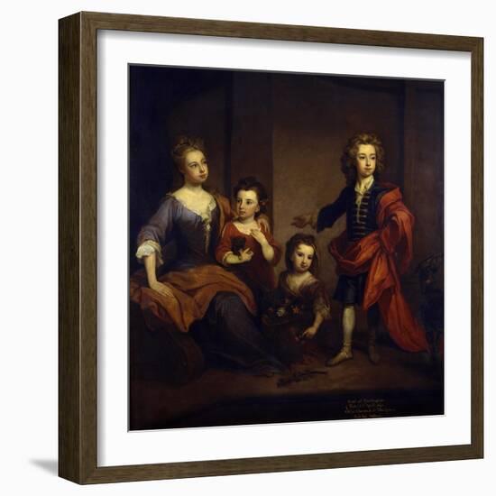 Portrait of Richard Boyle, 3rd Earl of Burlington, with His Three Sisters, Elizabeth, Juliana and…-Godfrey Kneller-Framed Giclee Print