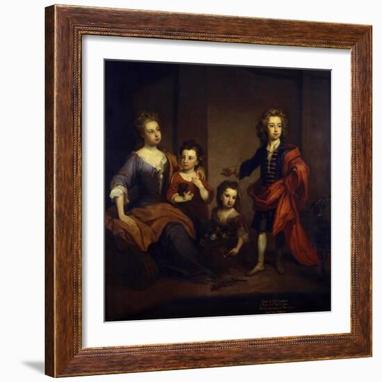 Portrait of Richard Boyle, 3rd Earl of Burlington, with His Three Sisters, Elizabeth, Juliana and…-Godfrey Kneller-Framed Giclee Print
