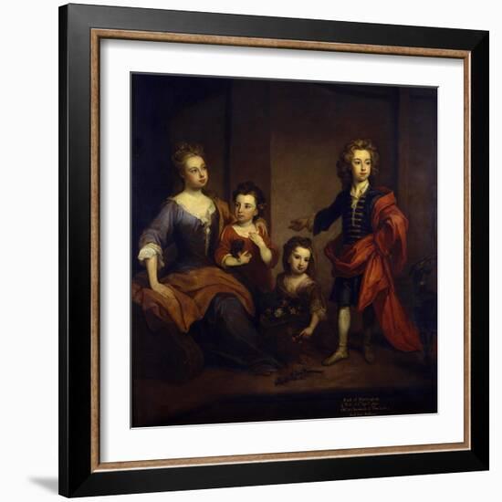 Portrait of Richard Boyle, 3rd Earl of Burlington, with His Three Sisters, Elizabeth, Juliana and…-Godfrey Kneller-Framed Giclee Print