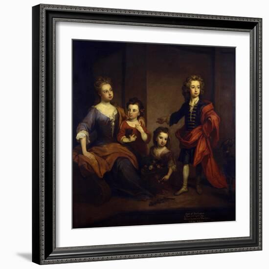 Portrait of Richard Boyle, 3rd Earl of Burlington, with His Three Sisters, Elizabeth, Juliana and…-Godfrey Kneller-Framed Giclee Print