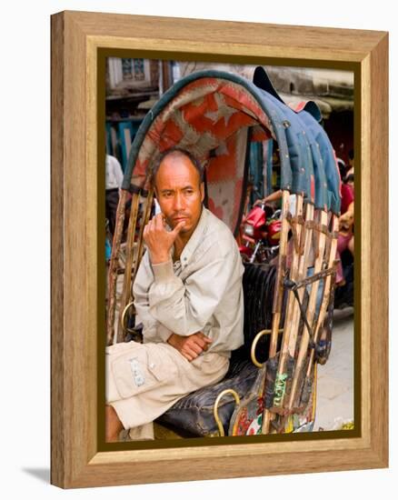 Portrait of Rickshaw Driver, Jaipur, Rajasthan, India-Bill Bachmann-Framed Premier Image Canvas