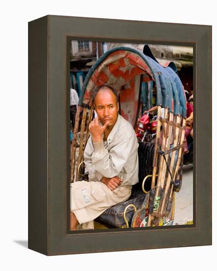 Portrait of Rickshaw Driver, Jaipur, Rajasthan, India-Bill Bachmann-Framed Premier Image Canvas