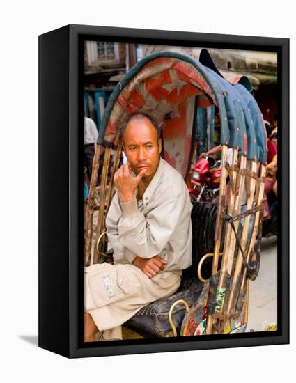 Portrait of Rickshaw Driver, Jaipur, Rajasthan, India-Bill Bachmann-Framed Premier Image Canvas