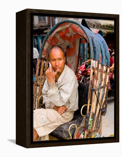 Portrait of Rickshaw Driver, Jaipur, Rajasthan, India-Bill Bachmann-Framed Premier Image Canvas