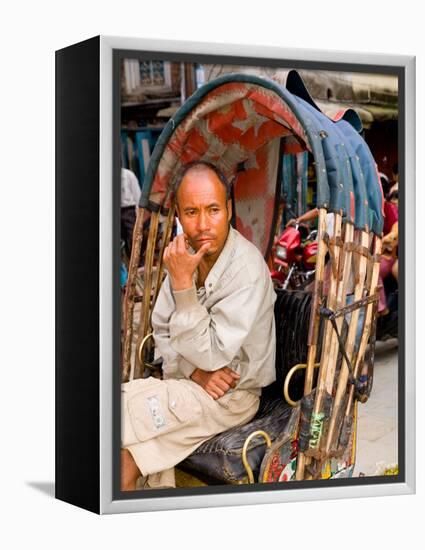 Portrait of Rickshaw Driver, Jaipur, Rajasthan, India-Bill Bachmann-Framed Premier Image Canvas