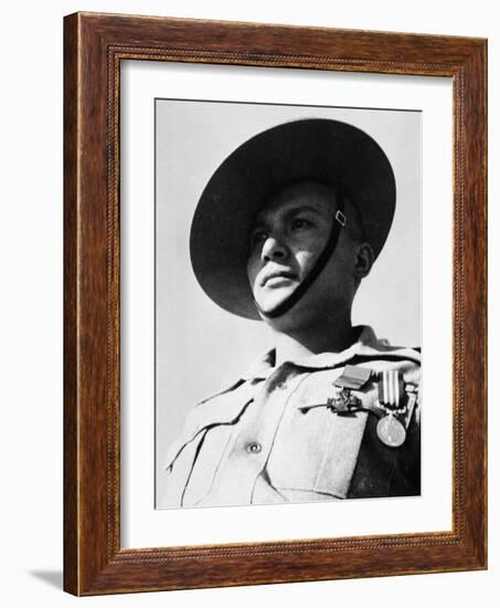 Portrait of Rifleman Ganju Lama VC MM, 1st Battalion, 7th Duke of Edinburgh's Own Gurkha Rifles-English Photographer-Framed Photographic Print