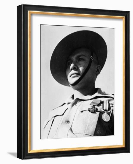 Portrait of Rifleman Ganju Lama VC MM, 1st Battalion, 7th Duke of Edinburgh's Own Gurkha Rifles-English Photographer-Framed Photographic Print