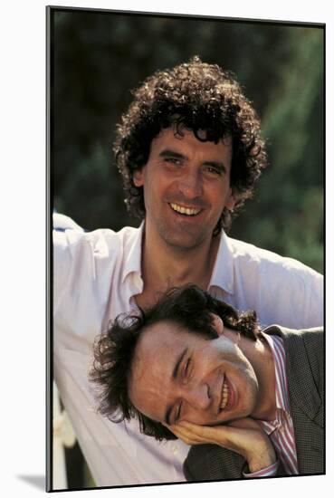 Portrait of Roberto Benigni and Massimo Troisi Smiling-null-Mounted Photographic Print