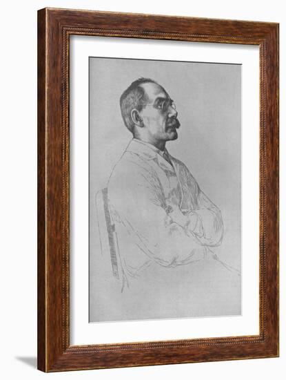 Portrait of Rudyard Kipling, 1898,-William Strang-Framed Giclee Print