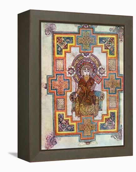 Portrait of Saint John from the Book of Kells, C800-null-Framed Premier Image Canvas