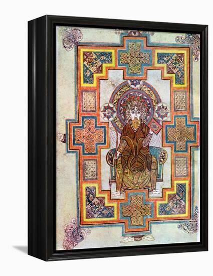 Portrait of Saint John from the Book of Kells, C800-null-Framed Premier Image Canvas