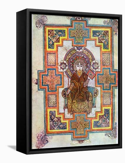 Portrait of Saint John from the Book of Kells, C800-null-Framed Premier Image Canvas