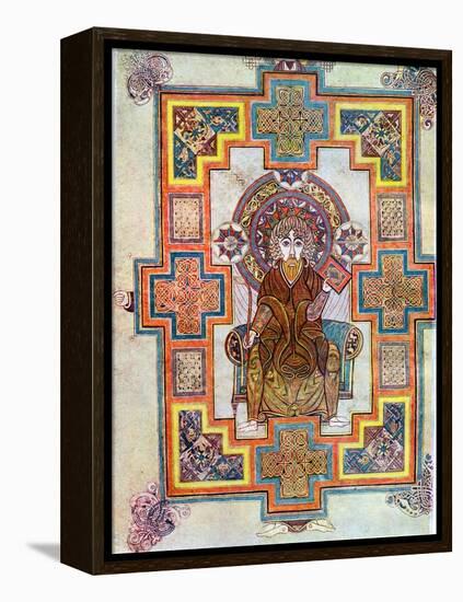 Portrait of Saint John from the Book of Kells, C800-null-Framed Premier Image Canvas