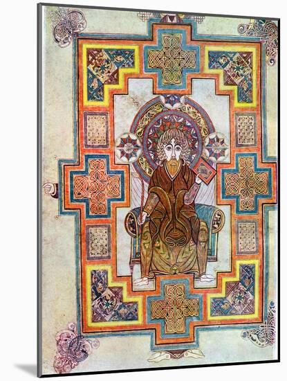 Portrait of Saint John from the Book of Kells, C800-null-Mounted Giclee Print