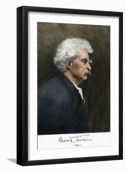 Portrait of Samuel Clemens, with His Mark Twain Autograph-null-Framed Giclee Print