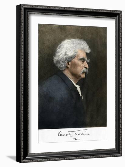 Portrait of Samuel Clemens, with His Mark Twain Autograph-null-Framed Giclee Print