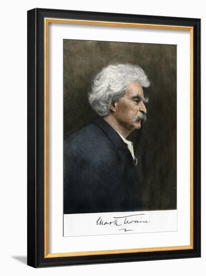 Portrait of Samuel Clemens, with His Mark Twain Autograph-null-Framed Giclee Print