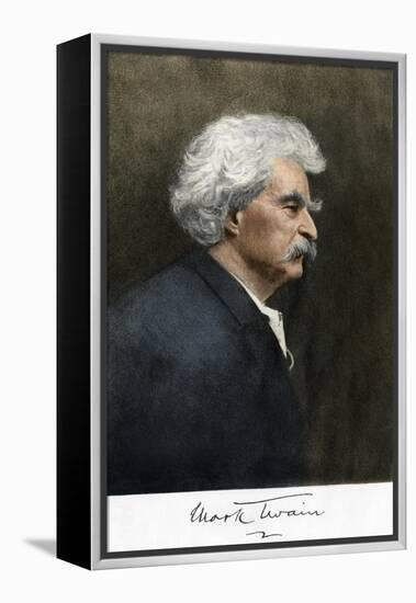 Portrait of Samuel Clemens, with His Mark Twain Autograph-null-Framed Premier Image Canvas