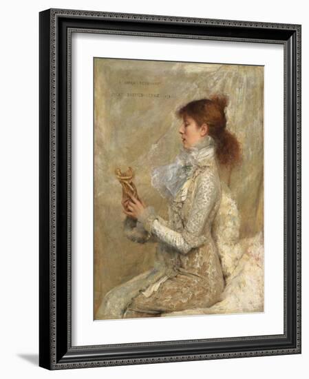 Portrait of Sarah Bernhardt, 1879 (Oil on Canvas)-Jules Bastien-Lepage-Framed Giclee Print