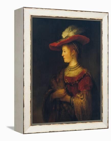 Portrait of Saskia Van Uylenburgh, the Artist's Wife, 1633/34-Rembrandt van Rijn-Framed Premier Image Canvas