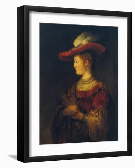 Portrait of Saskia Van Uylenburgh, the Artist's Wife, 1633/34-Rembrandt van Rijn-Framed Giclee Print