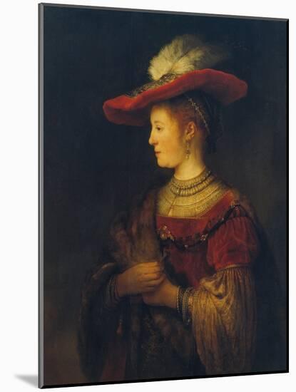Portrait of Saskia Van Uylenburgh, the Artist's Wife, 1633/34-Rembrandt van Rijn-Mounted Giclee Print