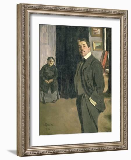 Portrait of Sergei Pavlovich Diaghilev with His Nurse, 1906-Leon Bakst-Framed Giclee Print