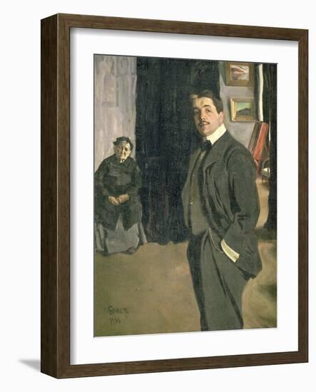 Portrait of Sergei Pavlovich Diaghilev with His Nurse, 1906-Leon Bakst-Framed Giclee Print