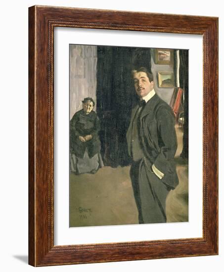 Portrait of Sergei Pavlovich Diaghilev with His Nurse, 1906-Leon Bakst-Framed Giclee Print