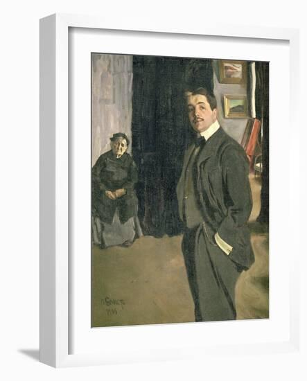 Portrait of Sergei Pavlovich Diaghilev with His Nurse, 1906-Leon Bakst-Framed Giclee Print