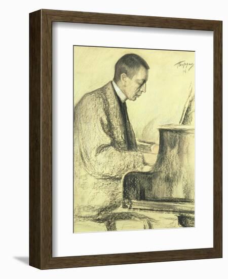 Portrait of Sergei Vasilievich Rachmaninov at the Piano, 1916-Leonid Osipovic Pasternak-Framed Giclee Print