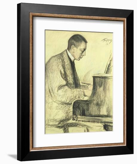 Portrait of Sergei Vasilievich Rachmaninov at the Piano, 1916-Leonid Osipovic Pasternak-Framed Giclee Print