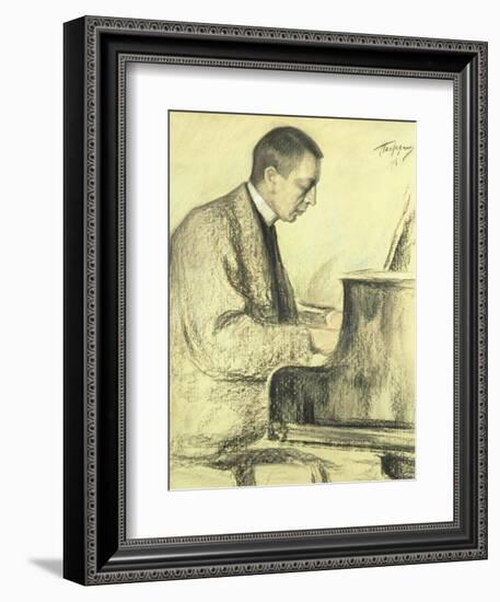 Portrait of Sergei Vasilievich Rachmaninov at the Piano, 1916-Leonid Osipovic Pasternak-Framed Giclee Print