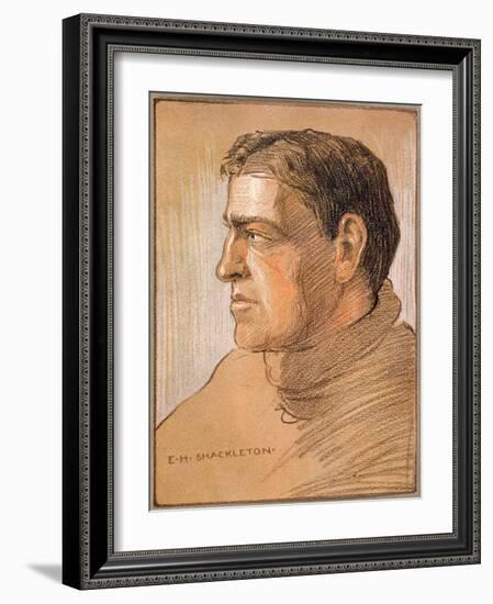 Portrait of Shackleton, from 'The Heart of the Antarctic' by Sir Ernest Shackleton (1874-1922)-George Marston-Framed Giclee Print
