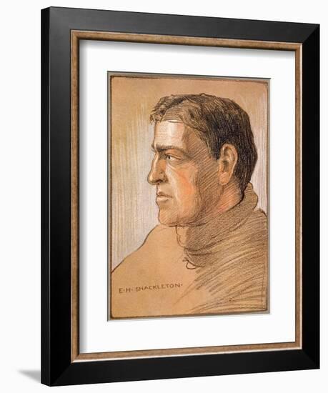 Portrait of Shackleton, from 'The Heart of the Antarctic' by Sir Ernest Shackleton (1874-1922)-George Marston-Framed Giclee Print