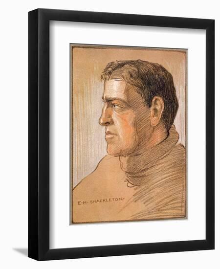 Portrait of Shackleton, from 'The Heart of the Antarctic' by Sir Ernest Shackleton (1874-1922)-George Marston-Framed Giclee Print