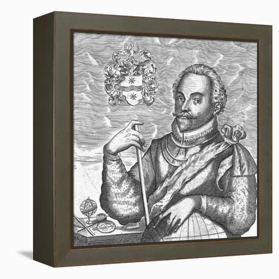 Portrait of Sir Francis Drake. (Frontispiece from the World Encompasse), 1628-null-Framed Premier Image Canvas