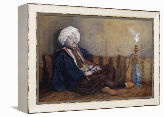 Portrait of Sir Thomas Phillips in Eastern Costume, Reclining with a Hookah-Richard Dadd-Framed Premier Image Canvas