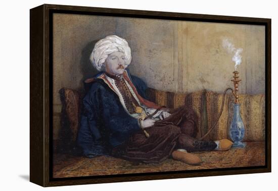 Portrait of Sir Thomas Phillips in Eastern Costume, Reclining with a Hookah-Richard Dadd-Framed Premier Image Canvas