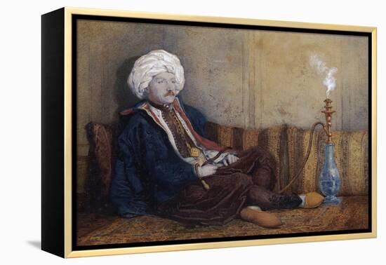 Portrait of Sir Thomas Phillips in Eastern Costume, Reclining with a Hookah-Richard Dadd-Framed Premier Image Canvas